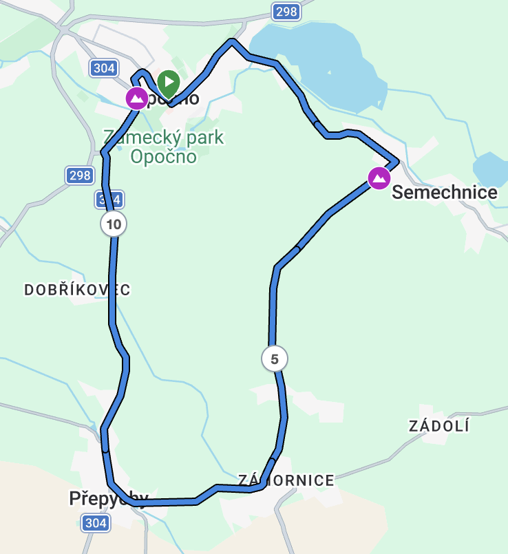 Trasa silničního závodu — mapa